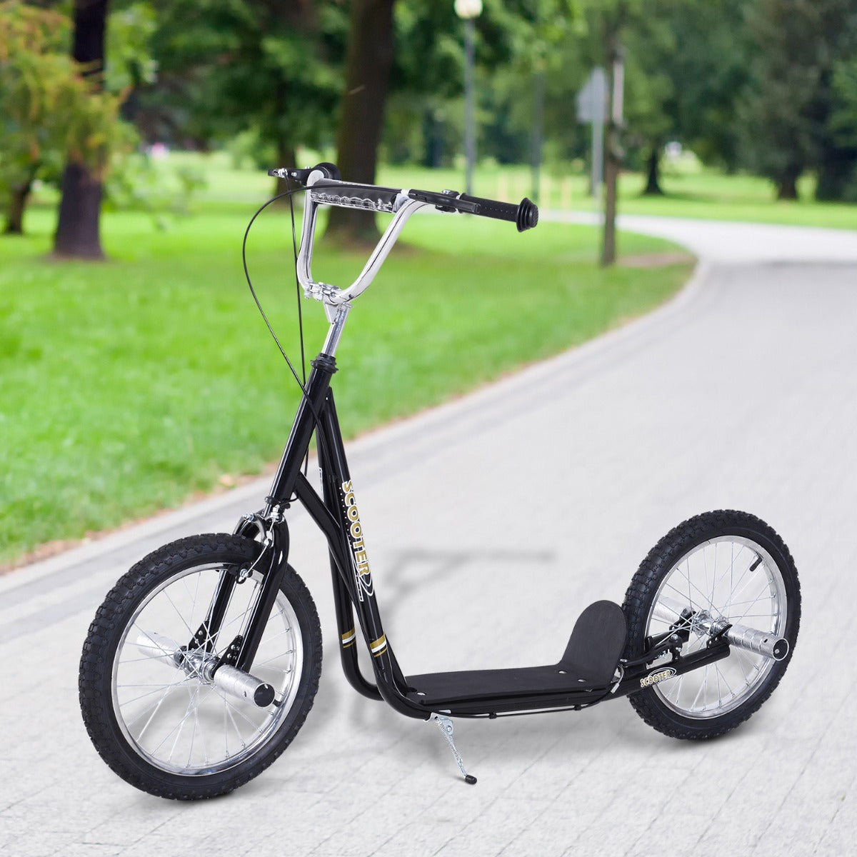 Kick Riding Cycle Homcom Adult Teen Kick Scooter Ride-on Stunt Scooter Bike with 16 ...