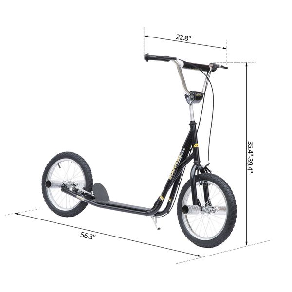 Homcom Adult Teen Kick Scooter Ride-on Stunt Scooter Bike with 16 ...