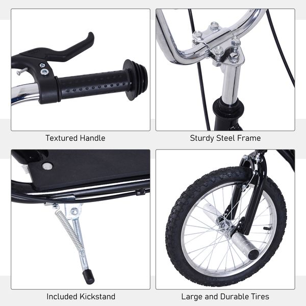 Kick Riding Cycle Homcom Adult Teen Kick Scooter Ride-on Stunt Scooter Bike with 16 ...